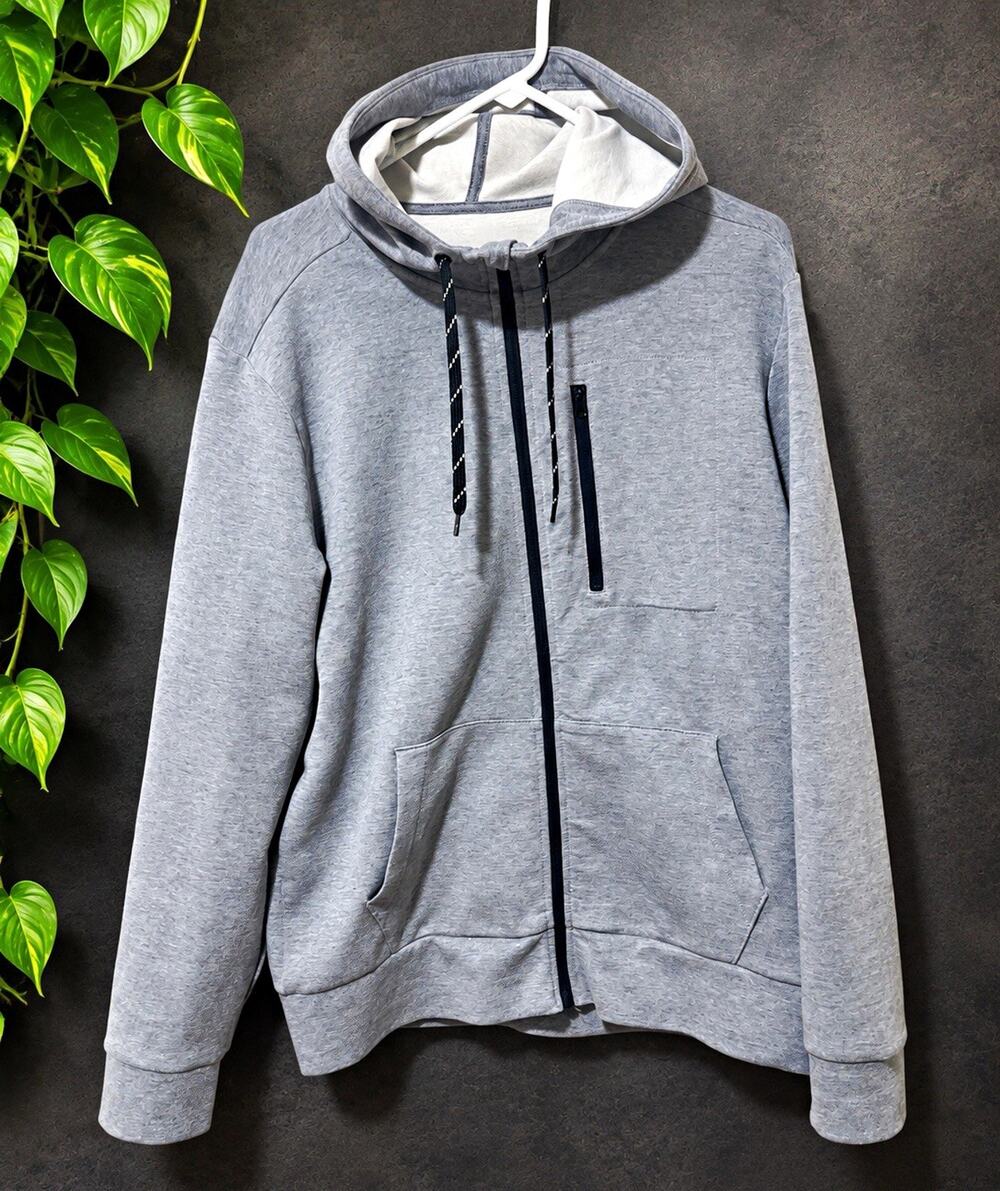 GapFit Performance Men's Gray Full Zip Hooded Hoodie w/ Pockets Size L